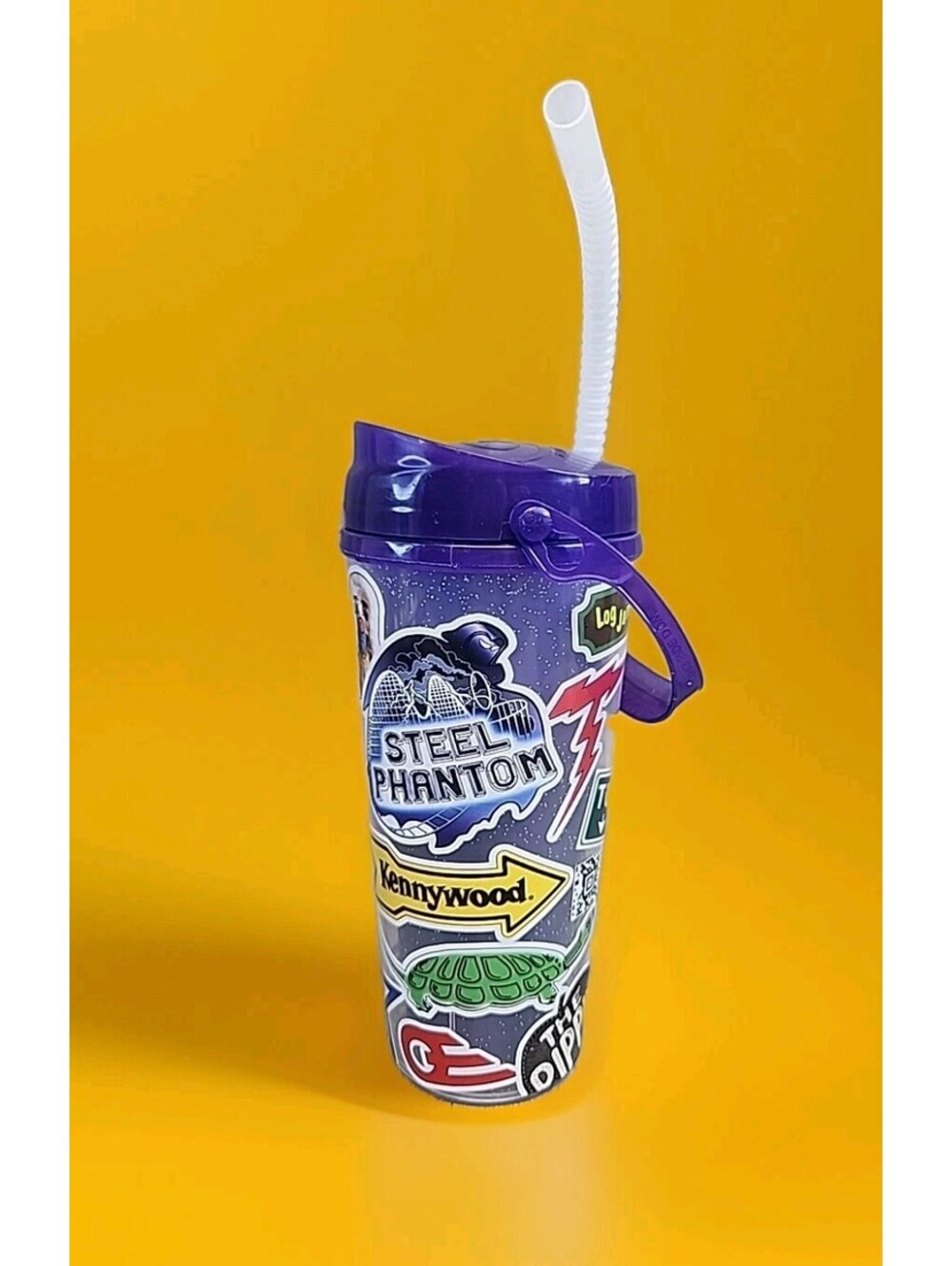 Kennywood Reusable 2023 Souvenir Cup With Straw - Steel Phantom - Log Jammer
